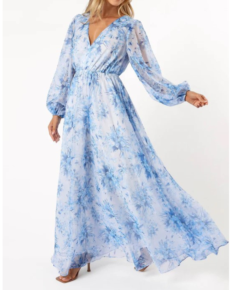 ANISA MAXI DRESS - BLUE FLORAL