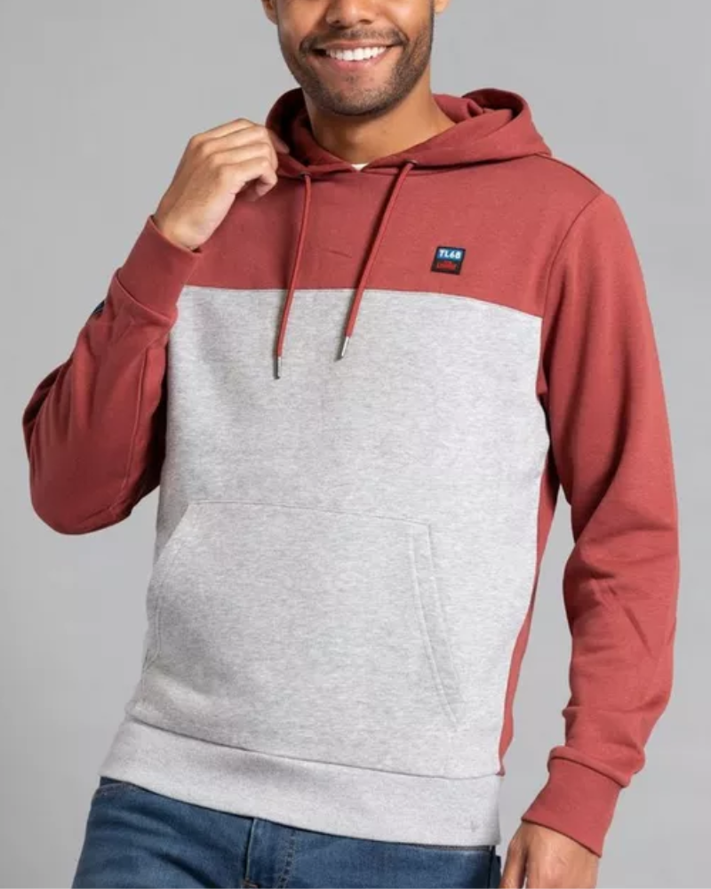 Cotton Blend Colorblock Two Tone Hoodie