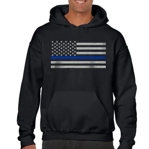 Thin Blue Line American Flag Classic Hoodie