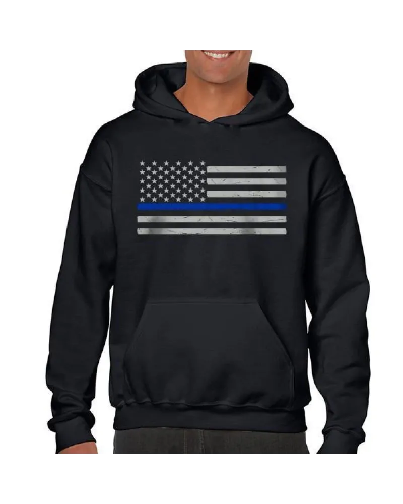 Thin Blue Line American Flag Classic Hoodie