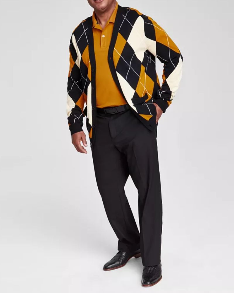 Argyle Cardigan Mens Regular-Fit