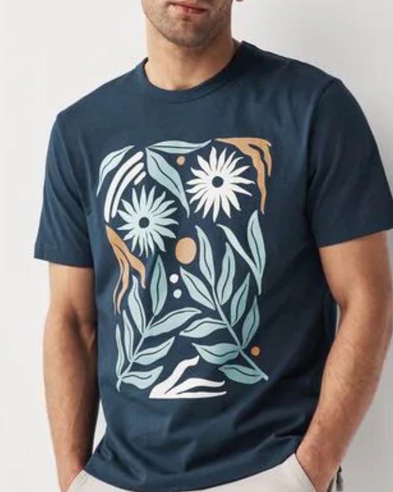 Navy Print T-Shirts for Men