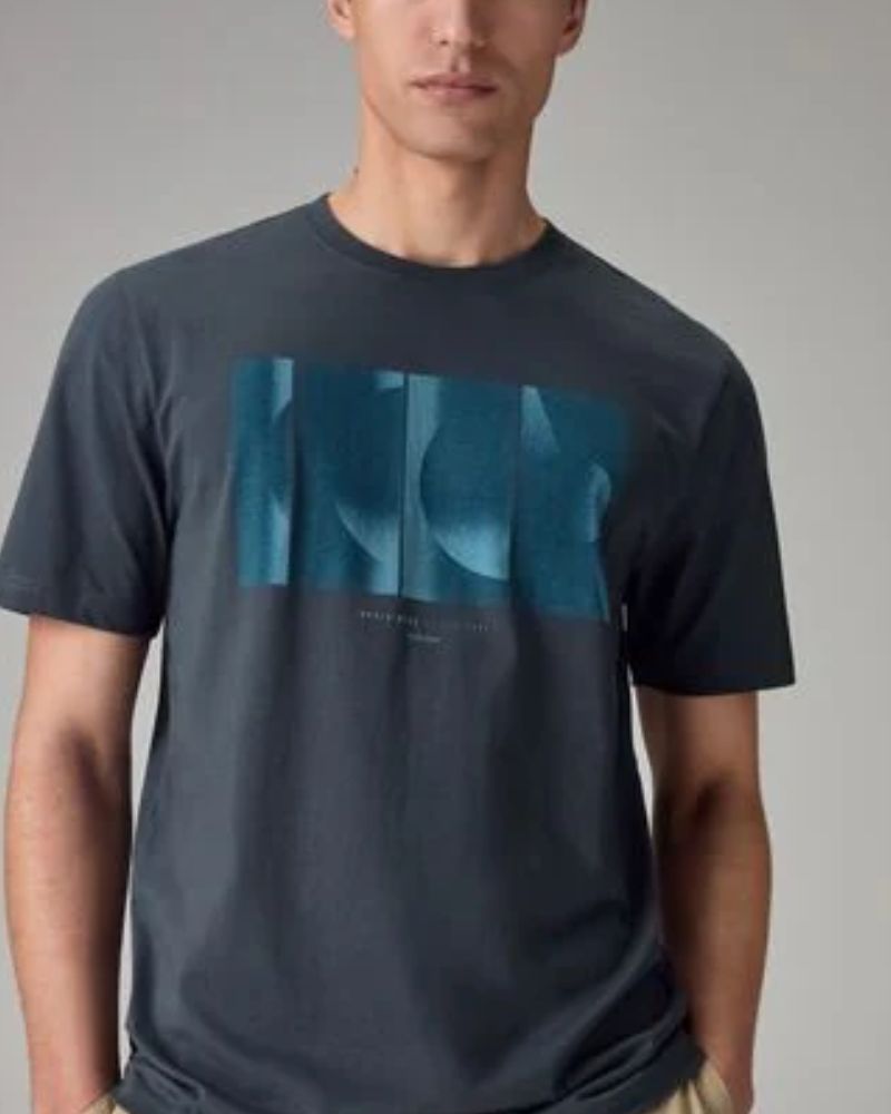 Navy Smart Fade Shape Graphic T-Shirt